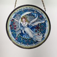 Glassmaster 1993 Angel Suncatcher Stained Glass Style Psalm 91-11 Window Decor