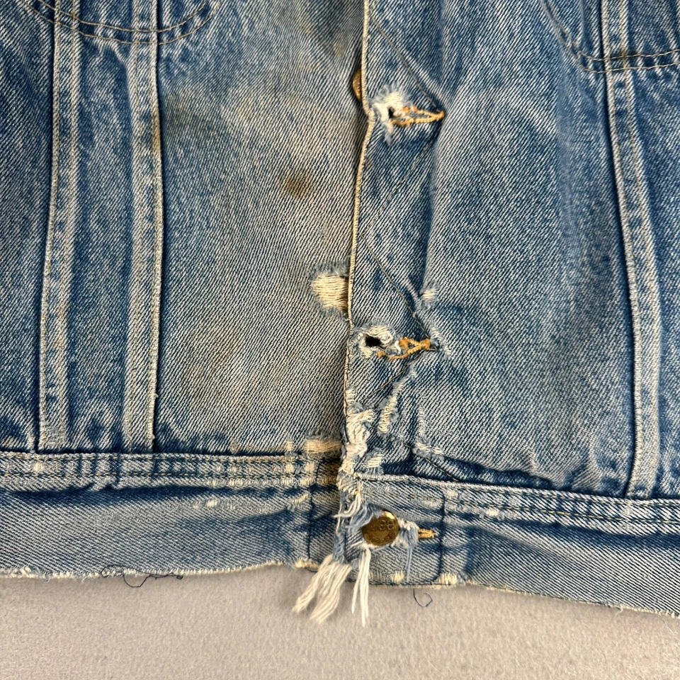 Vintage Lee Storm Rider Denim Mens Jacket 44R Blue 70s Union USA Made Honeycomb - Image 4 of 4