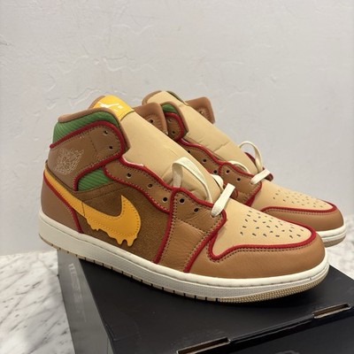 Nike Air Jordan 1 Mid SE Shoes Cheeseburger Flax Sesame IB7403-224 Men's NEW 9