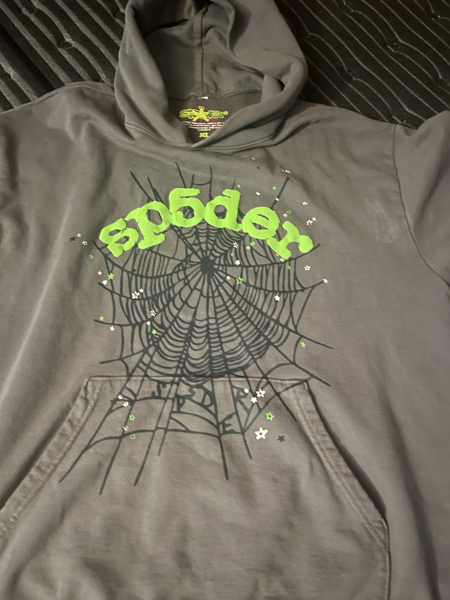 Sp5der Men's Hoodie Size extra large Slate Grey Spider Worldwide
