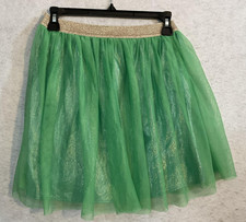 Cat Jack Skirt Girls XL 14/16 Green Tulle Glitter Elastic Waist Tutu Party