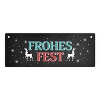 Frohes Fest Metallschild Mit Rentier Und Sterne Motiv Weihnachten Winter Advent