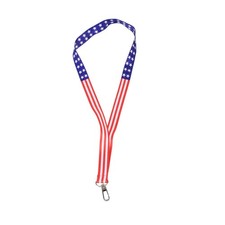 US Flag Keychain Neck Lanyard USA Key Ring Chain Business Keyring Work ID Holder