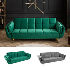 Schlafsofa BOUTIQUE - 213cm - FARBWAHL - Samt Metall - 3-Sitzer Bettfunktion