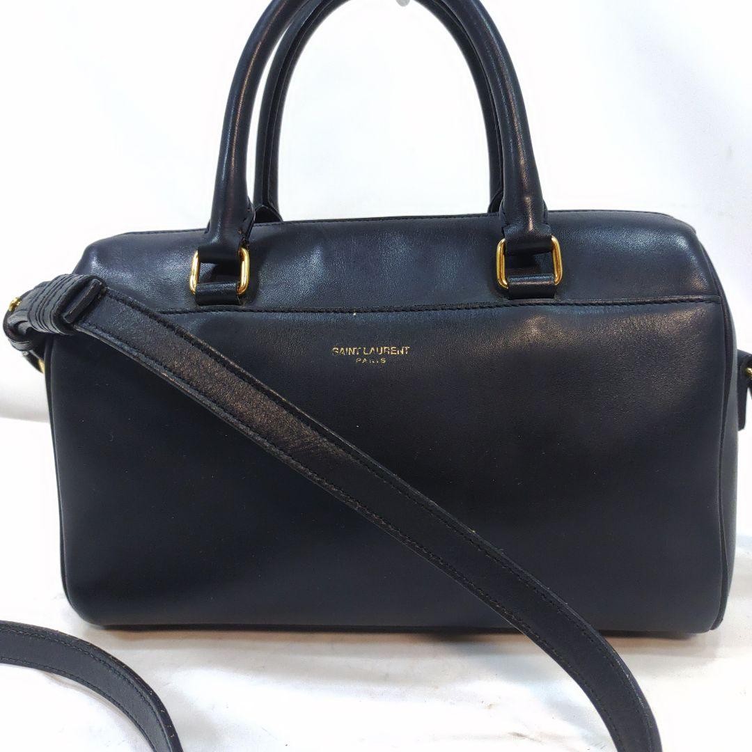 Saint Laurent Mini Boston Navy Leather Shoulder Bag Pre-Owned