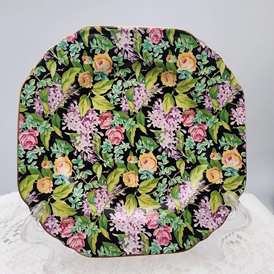 Juego de platos octogonales florales de belleza negra Lord Nelson hecho en Inglaterra Foto 2 de 4