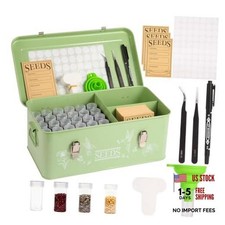 60 Slots Seed Organizer Storage Box with 3 Compartments,Large Metal Garden