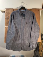 US Polo Assn Mens LT Long Sleeve Button Up NWT. Bluish Gray