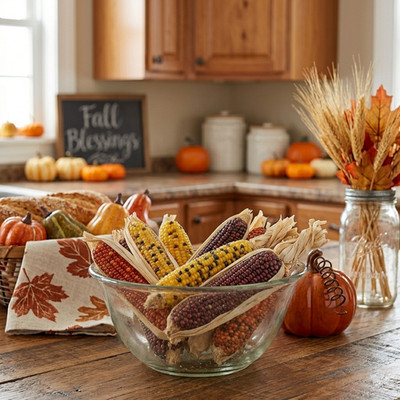 Vintage Indian Corn Thanksgiving Autumn Fall Decor 5'' Faux Maize Lot of 9