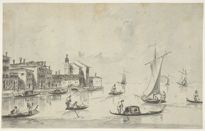 Giacomo Guardi San Biagio Giudecca Vintage Venice Gondola Photo Reprint Wall Art