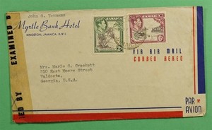 DR WHO JAMAICA HOTEL ADVERTISING AIRMAIL WWII CENSORED TO USA R77432