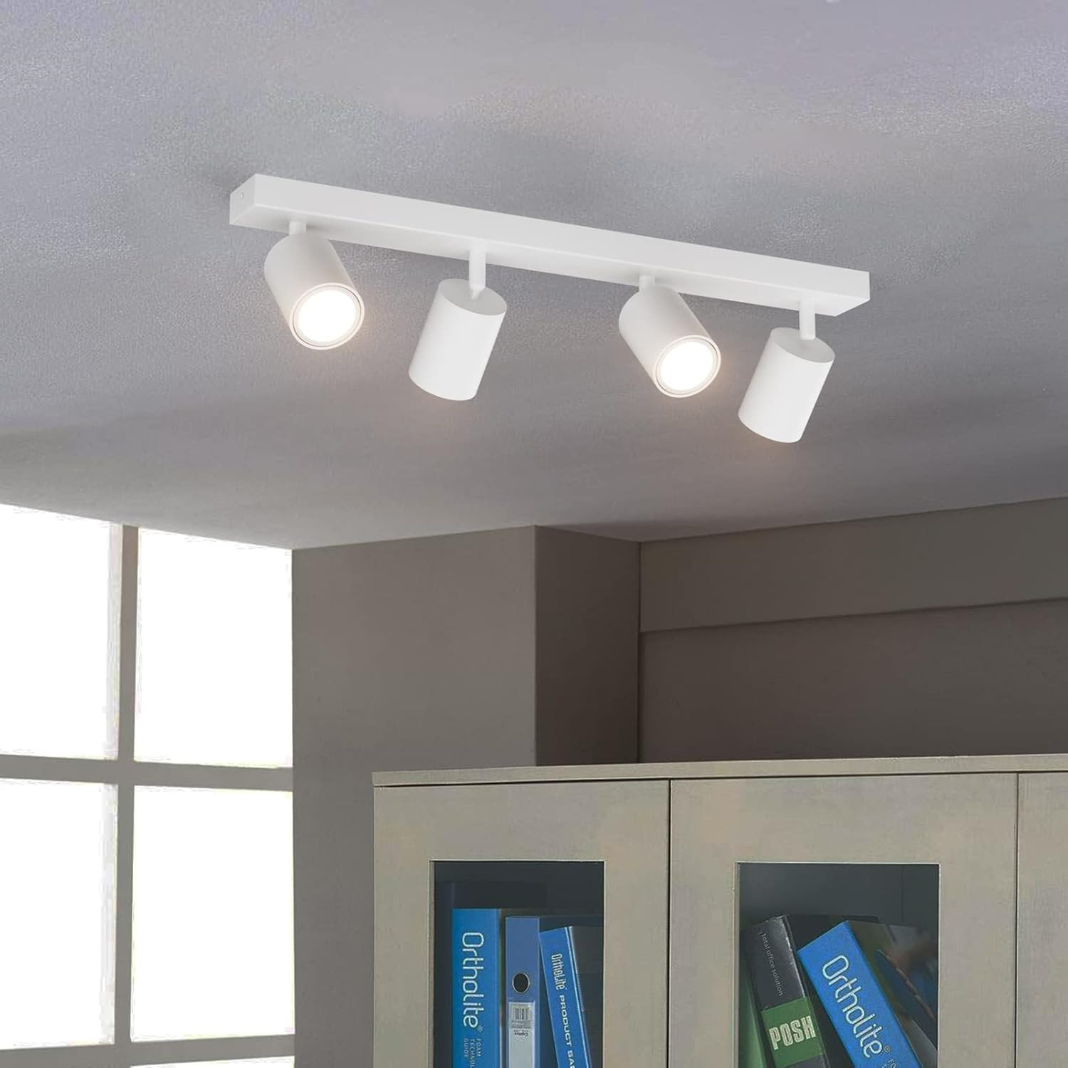 Plafonnier 4 Spots GU10 Luminaire Blanc Salon et Cuisine Moderne