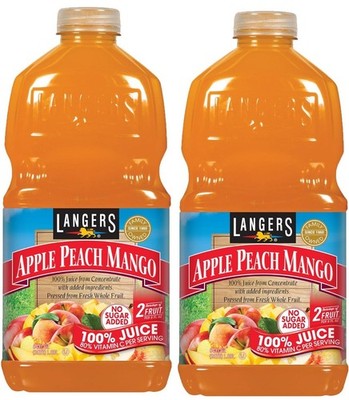 2 PACK- Langers Apple Peach Mango 100% Juice with NO Sugar Added 64 Ounce (Each)