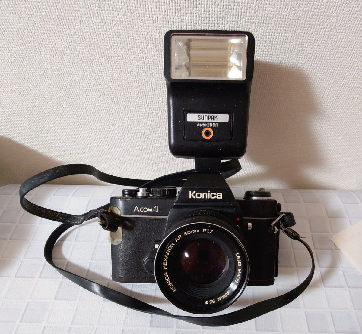 Konica Acom-1 Film Camera w/Flash Used, Collectible, for Parts or