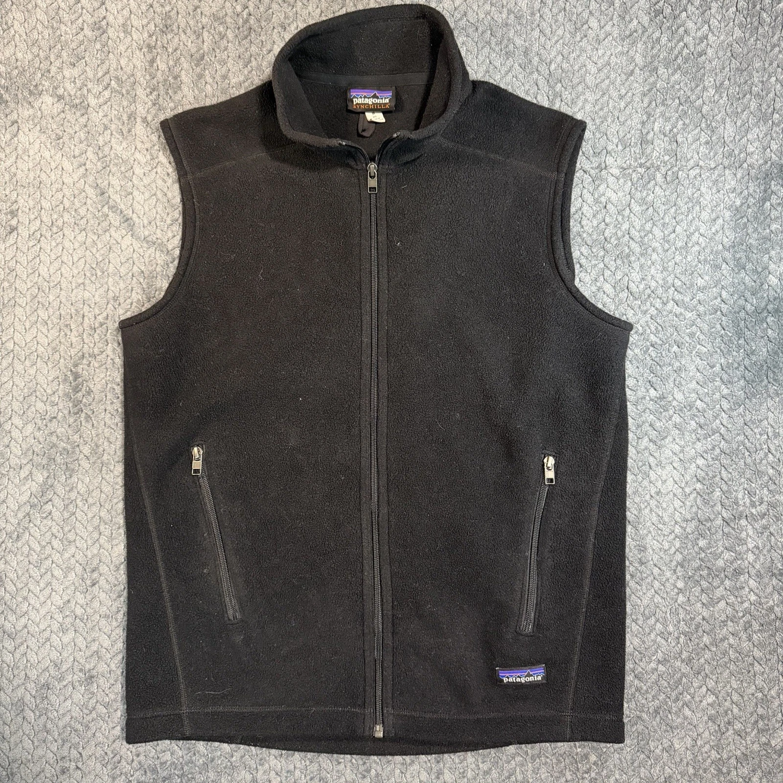 Patagonia Vest Jacket Men’s Medium Black Synchilla Fleece Jumper Camping Hiking