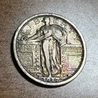 1917 Type 1 Standing Liberty Silver Quarter XF Rainbow Toning