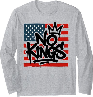 No Kings In America Flag Protest Save Democracy Long Sleeve Tshirt