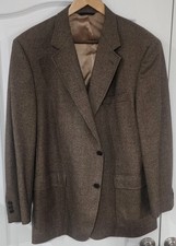 Brooks Brothers Men's Brown Houndstooth Loro Piana 3/2 Button Sports Coat 46R