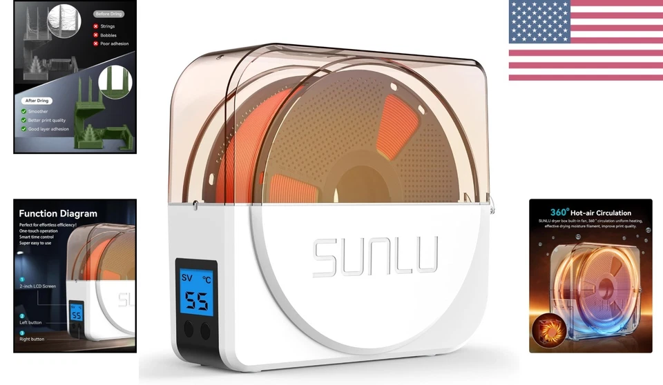 Secador de Filamentos Sunlu S1 Plus - Lo último en Compañero de Impresión 3D en Elegante Blanco Foto 2 de 4