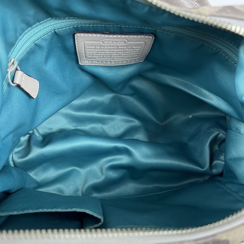 COACH Kristin Classic Logo Purse Hobo Crossbody Beige Opal Satin Fabric Leather - Picture 9 of 19