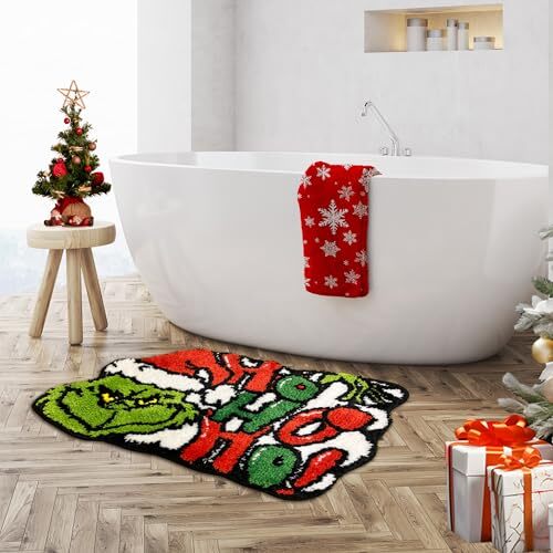 KUHIO Christmas Bathroom Rugs, Christmas Decorations Bath Mats for