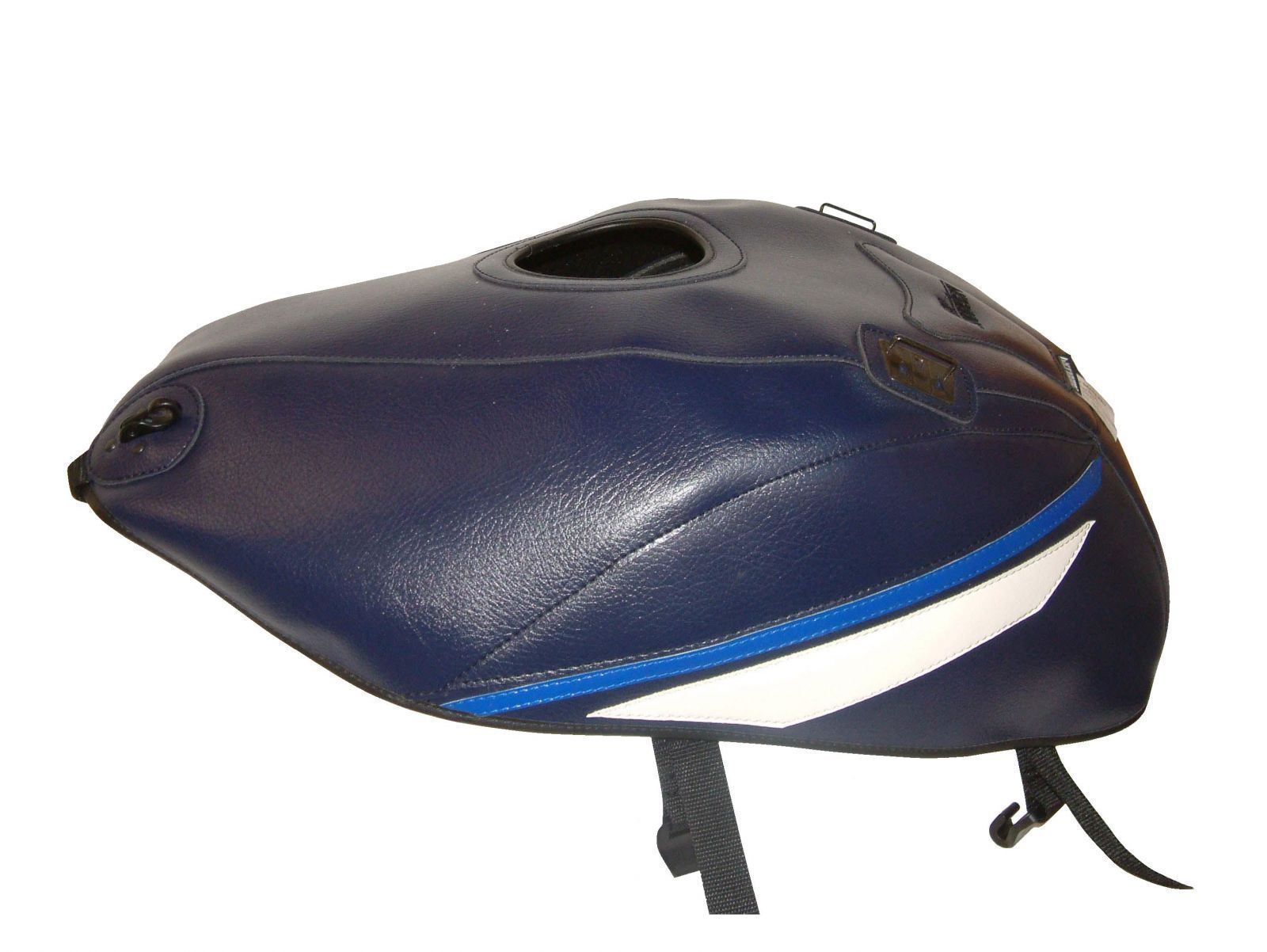 Housse de réservoir Top Sellerie bleu blanc avec attaches pour Suzuki Bandit 600 N S