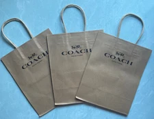 3 X COACH NEW YORK Brown Paper Small Shopping Bags ~ Great Gift Bags 10 x 8