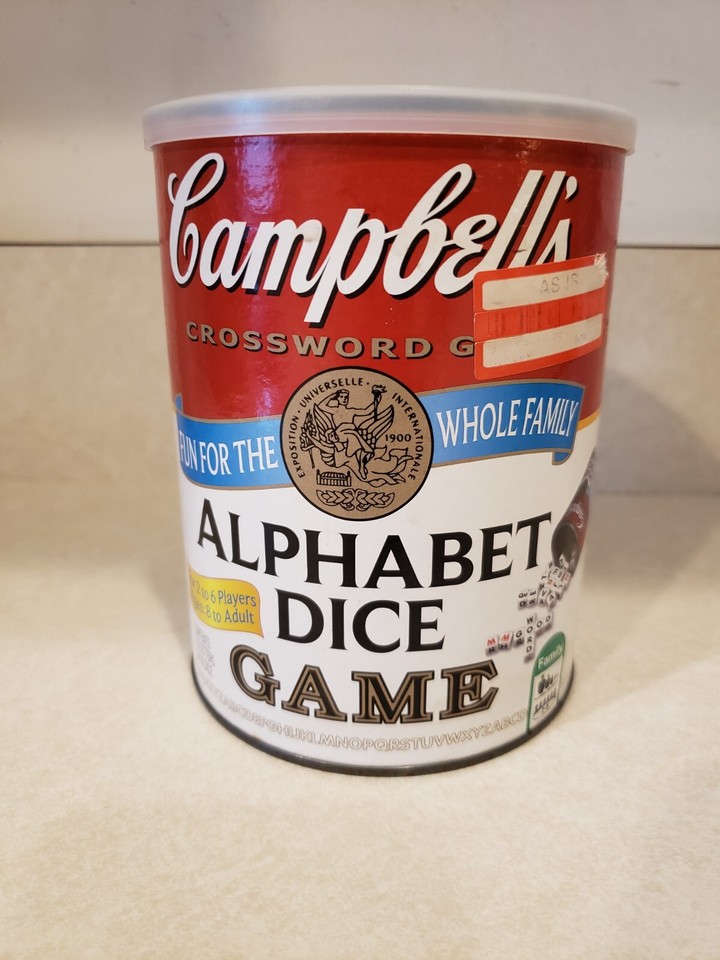 Campbells Soup Alphabet Dice Crossword Family Game Complete 36 Dice eBay