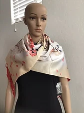 New 100% Silk Multi Color Floral  Scarf 