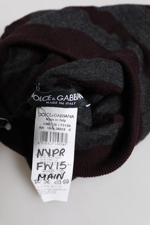 DOLCE & GABBANA Sombrero Hombre Gris Rayas Lana Tejido Invierno Gorro Talla Única 240usd Foto 4 de 4