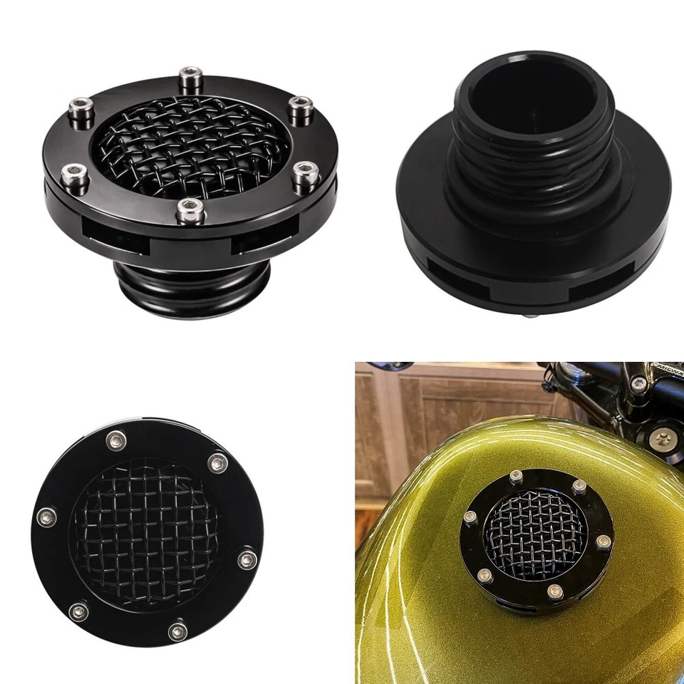 Motorcycle Aluminum Mesh Gas Tank Fuel Cap Cover For Harley Sportster 1200 883 - Image 3 of 4