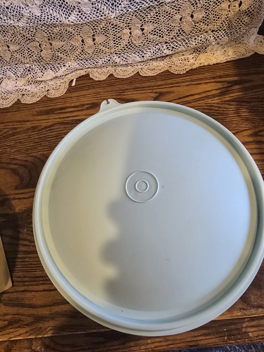 Vintage Tupperware Round Storage Container Blue Lid Clear | eBay