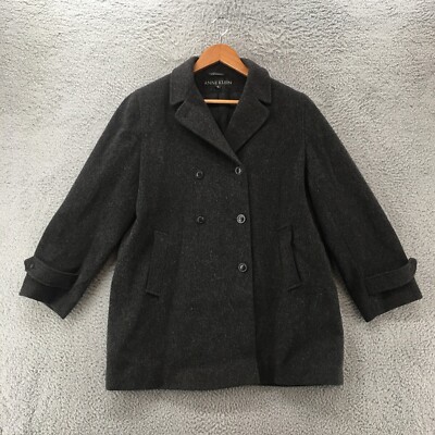 Anne Klein Peacoat Jacket Womens 8 Grey Wool Blend Long Sleeve Front Pockets Top