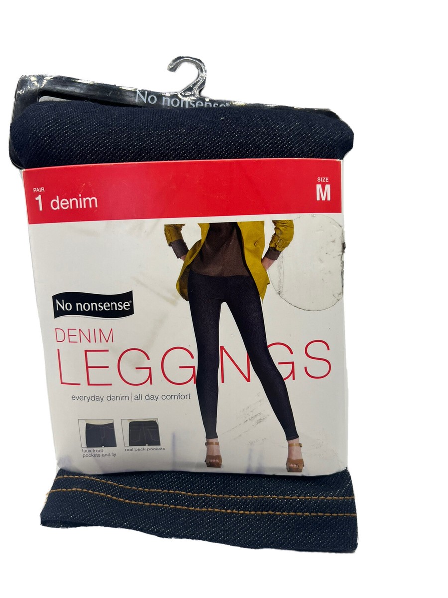 New No Nonsense Women's Dark Denim Jean Leggings Back Pockets Size