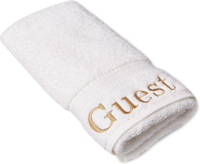 Home Textiles Embroidered Guest Hand Towel, Set of 2,White/Gold
