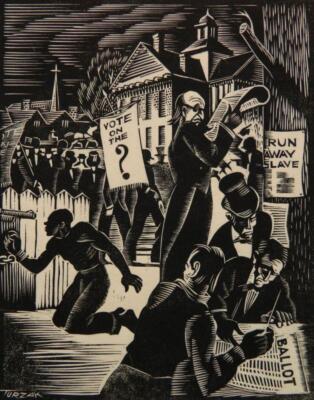 View the Question Charles Turzak 1952 WPA Woodcut Social Realism Protest Print
