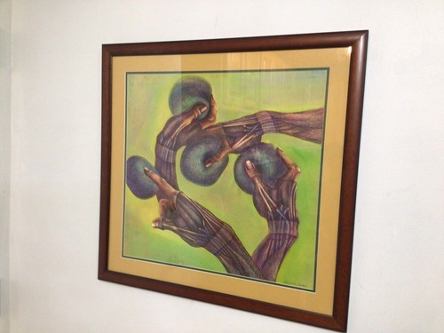 Art abstrait encadré - Fond pastel 27,5