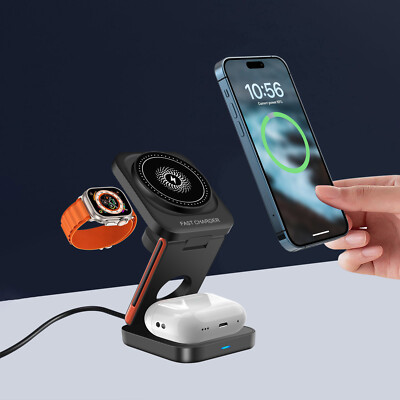3in1 Faltbar Magnetisch Kabellos Ladegerät Für Apple Watch S10 Ultra 2 iPhone 16