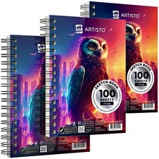 Premium Sketch Book Set 5.5X8.5  300 Sheets Total Spiral Bound Acid-Free