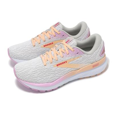 Brooks Ghost 16 White Grey Orchid Women Road Running Jogging Shoes