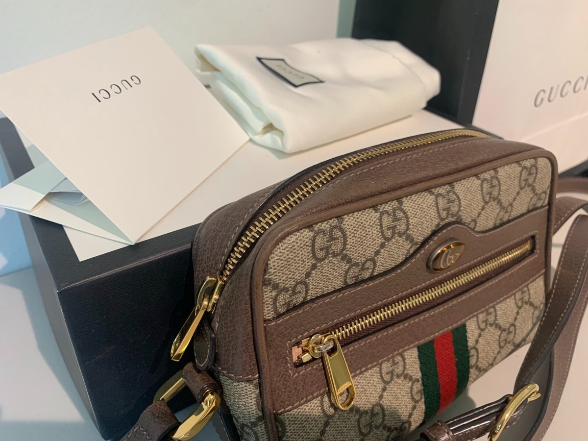 Gucci GG Supreme Ophidia Mini Bag With Front Zipper Pocket