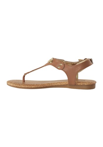 New! MICHAEL KORS Girls ~Size 13~ MK Plate T-Strap Sandals Open-Toe Shoes Brown - Picture 4 of 11
