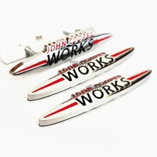 3x Chrome John Works HOOD Grille Emblem JCW Badge Stickers For Cooper R50 R58
