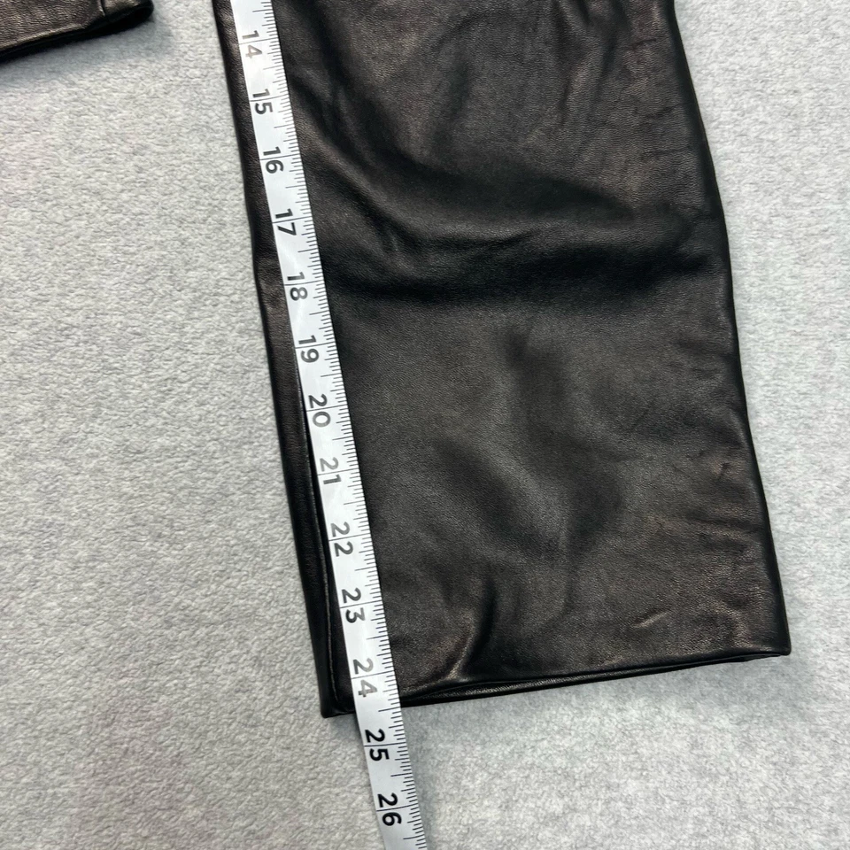 Pantalones Real Clothes para mujer 4 de cuero negro pierna recta forrados tiro alto Foto 3 de 4