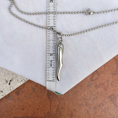 Stainless Steel Large Italian Horn Corno Cornicello Pendant Ball