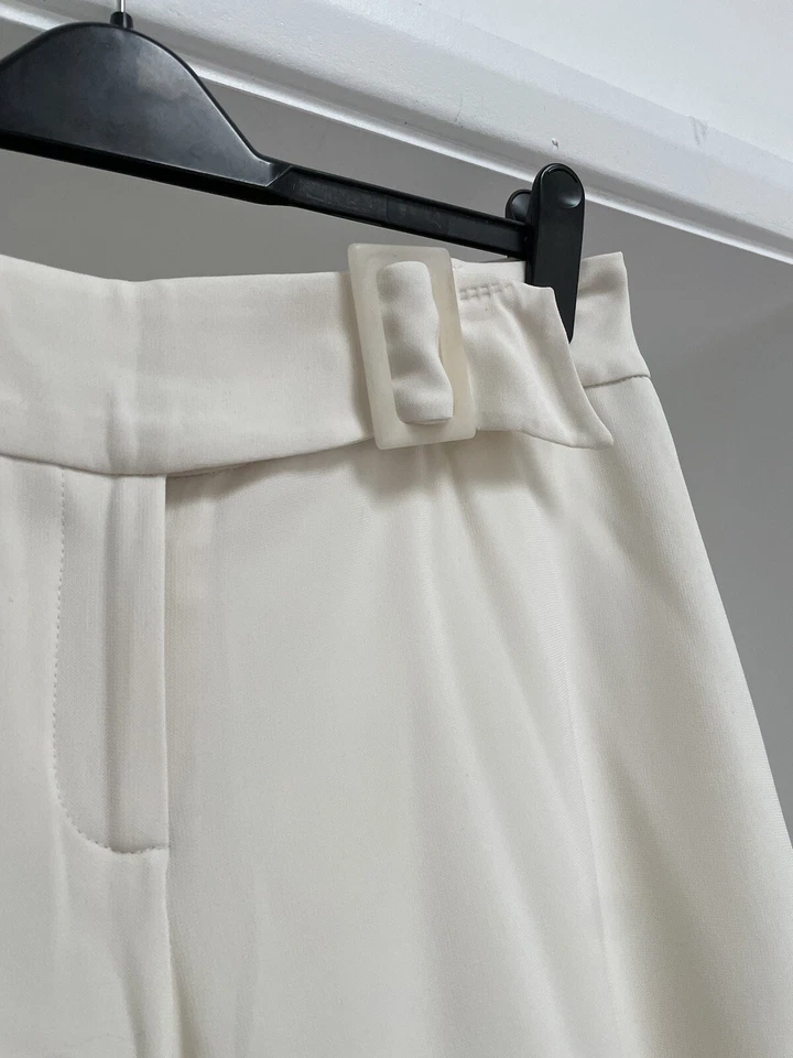 Coast Women’s Cream Belted Wide Leg Work Trousers Office Size 14 - Image 3 of 4