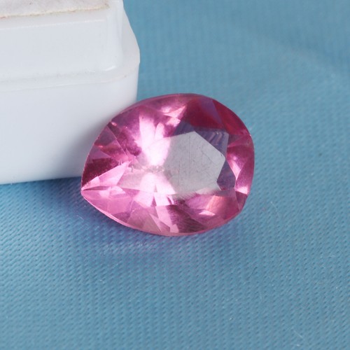 Lab Created Pink Tourmaline Gemstone Bold Pear Cut 5 Carat For Locket - Picture 2 of 5