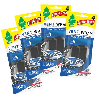 Little Trees Vent Wrap Air Freshener 4-PACKS (New Car Scent)
