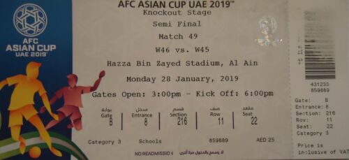 TICKET AFC Asian Cup 2019 Iran - Japan Match 49 - Afbeelding 1 van 1