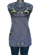 XSmall Mexican Colorful Floral Embroidered Folk Kitchen Multipurpose Women Apron